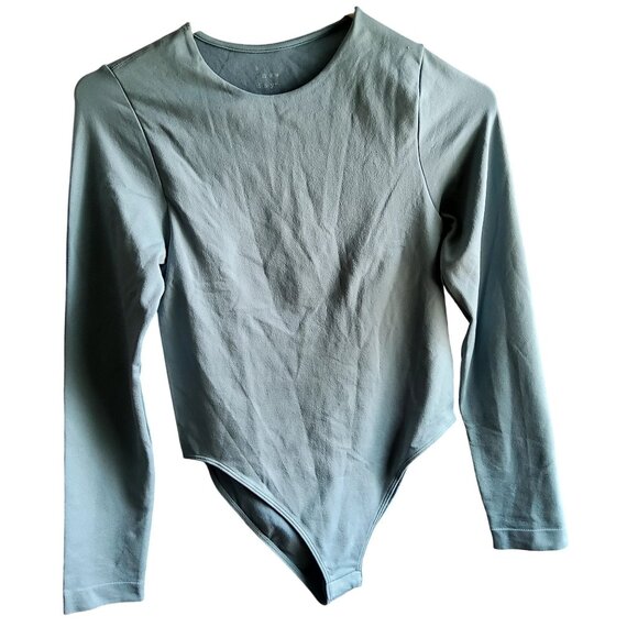 A New Day Long Sleeve Snap closure at crotch   Bodysuit S Blue Nylon Spandex - Picture 1 of 4